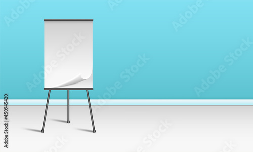 Empty white marker Presentation board on the floor stand