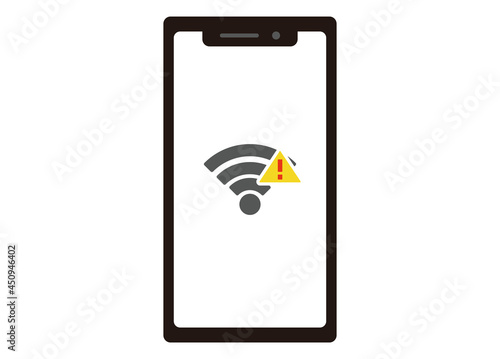 スマートフォン　wifi接続エラーのイメージイラスト　正面