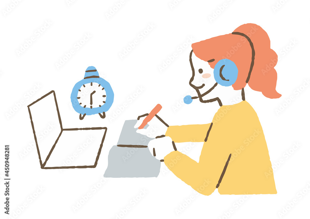 Obraz premium オンライン授業を受ける大学生_色