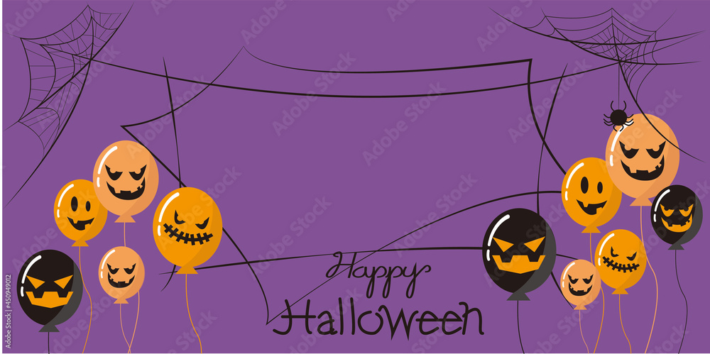 Obraz premium Happy halloween illustration. Halloween decorative wallpaper for banner, background, graphics design. Vector illustration.