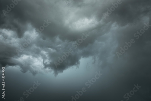 Dramatic storm clouds in rainy season, Black and dark sky with clouds
