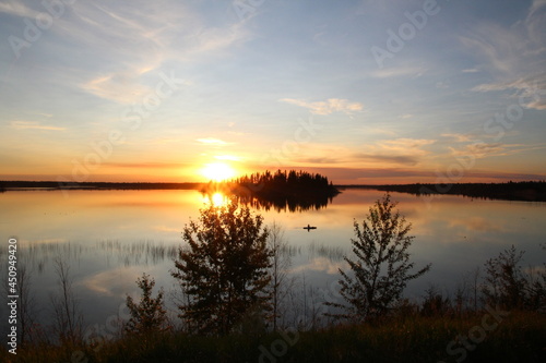 Fototapeta Naklejka Na Ścianę i Meble -  Summer Sunset, Elk Island National Park, Alberta
