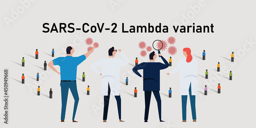 Lambda covid-19 corona variant epidemic scientist vector