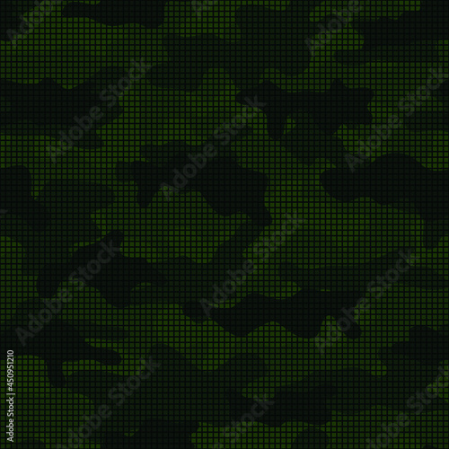 Seamless camouflage pattern with mesh. Vector print. Army hunting pattern.