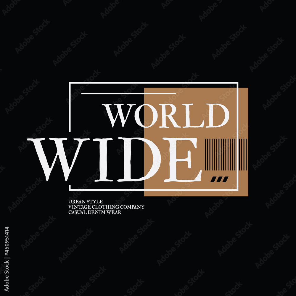 Obraz premium Vector illustration of letter graphic. WORLD WIDE, perfect for designing t-shirts, shirts, hoodies etc.
