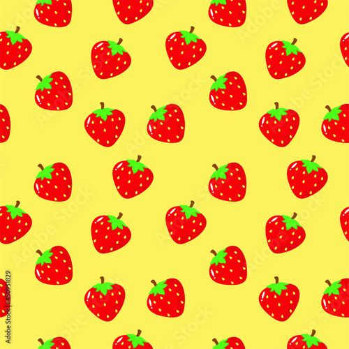 Seamless pattern with fruit. Cute illustration of fresh strawberry. Simple design for print screen backdrop, fabric and tile wallpaper.