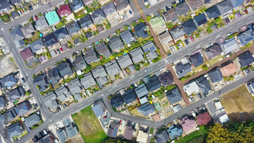 住宅地　ドローン空撮　真俯瞰