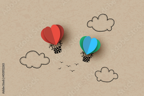 hot air balloon in a heart shape.
