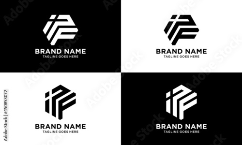 IPF initial letters looping linked hexagon monogram logo
