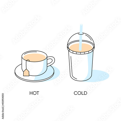 hot and cold coffee in simple graphic
