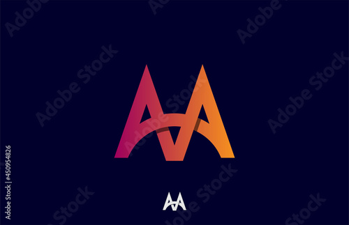 combination of letter a with a, creative unique abstract 3d letter aa logo design photo