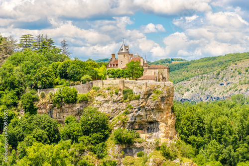 View at the Belcastel castle on the rock near Rocamadour in France