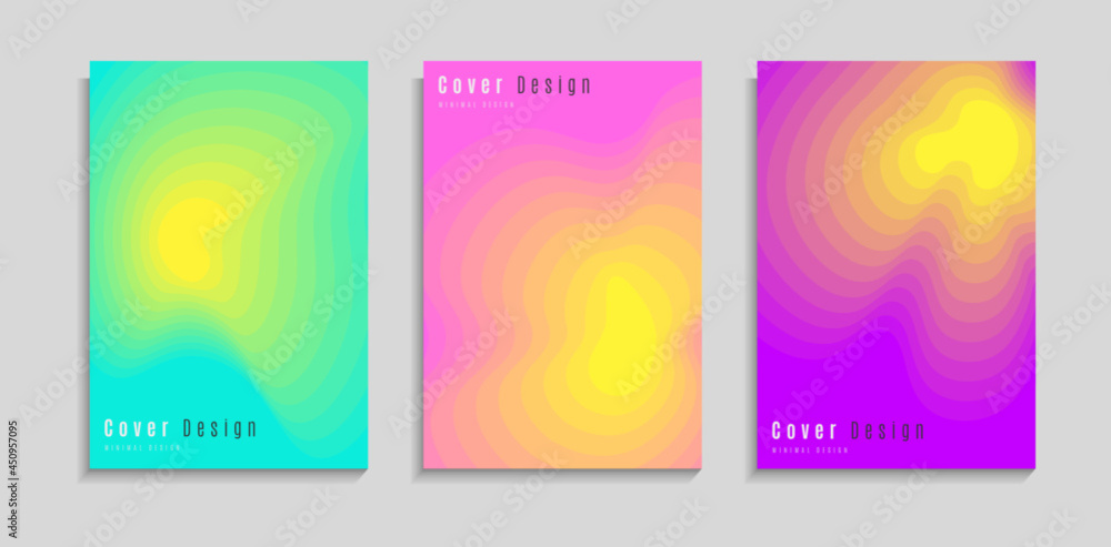 Set Of Colorful Minimal Dynamic Fluid Papercut Style Design For Cover, Poster, Web, Banner Or Presentation
