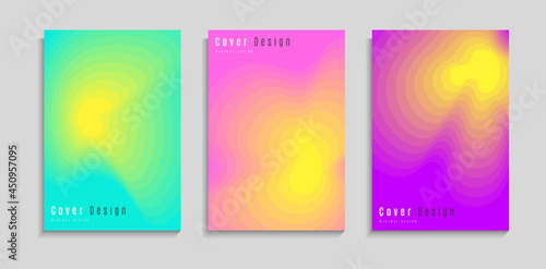 Set Of Colorful Minimal Dynamic Fluid Papercut Style Design For Cover, Poster, Web, Banner Or Presentation