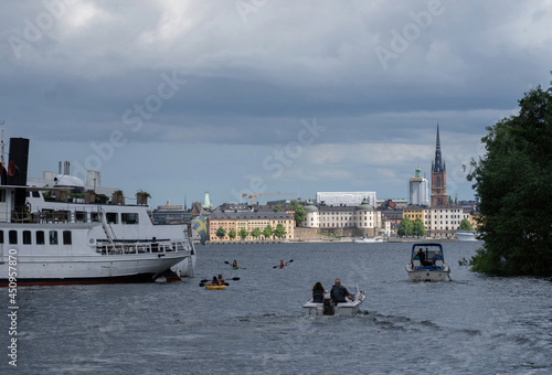 Boats on Riddarfjärden Stockholm Sweden