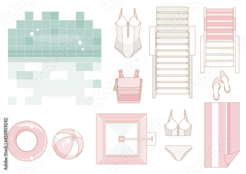 Outdoor furniture,  Clothes and  Accessories  For Summer Season  top view