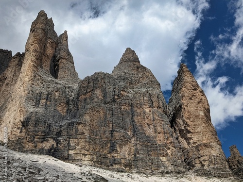 unesco world heritagelarge, dolomites in europe, panorama picture to the gruppo dei cadini torre siorpaes. wanderlust