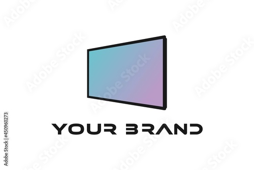 imple Minimalist Modern Flat Smart LED LCD TV Television Monitor Logo Design Vector
