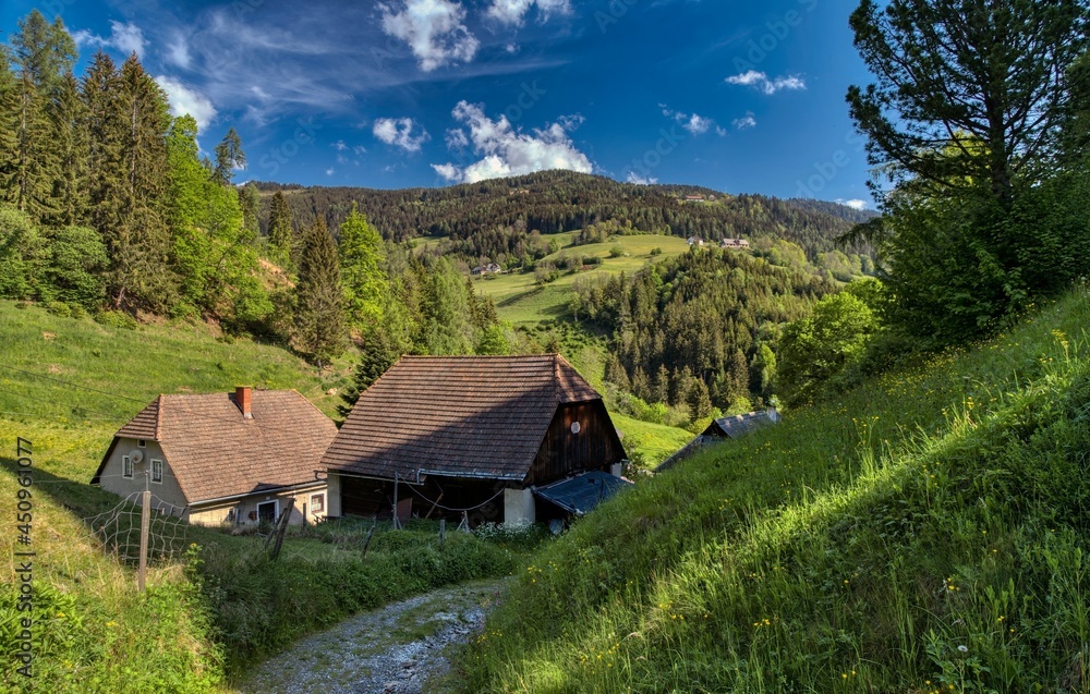 farmhouse in the mountains