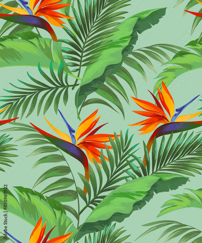 Tropic palm leaves pattern. Vector botanical illustration. Summer print. Tropic palm leaves pattern. Vector botanical illustration. Summer print.