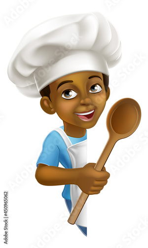 Black Boy Cartoon Child Chef Kid Sign