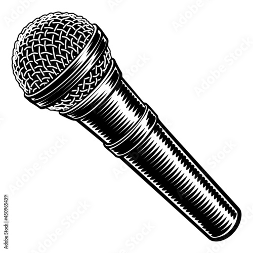 Microphone Vintage Woodcut Engraved Style