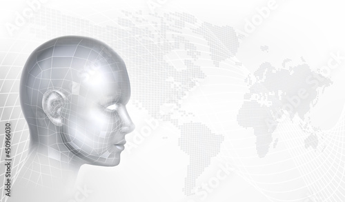 Face Map Technology Cyber Digital AI Background