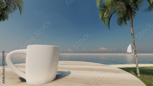 white cup at beach