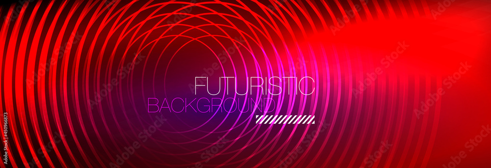Dark abstract background with glowing neon circles. Trendy layout template for business or technology presentation, internet poster or web brochure cover, wallpaper Dark abstract background with glowing neon circles. Trendy layout template for business or technology presentation, internet poster or web brochure cover, wallpaper