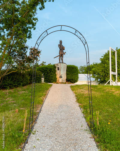 St Laszlo historical visitor center in Somogyvar Hungary. .King Szent Laszlo funded an abbey here in IX. th cenutry. .Today a modern visitor center is here where you can see  monumental old ruins. photo