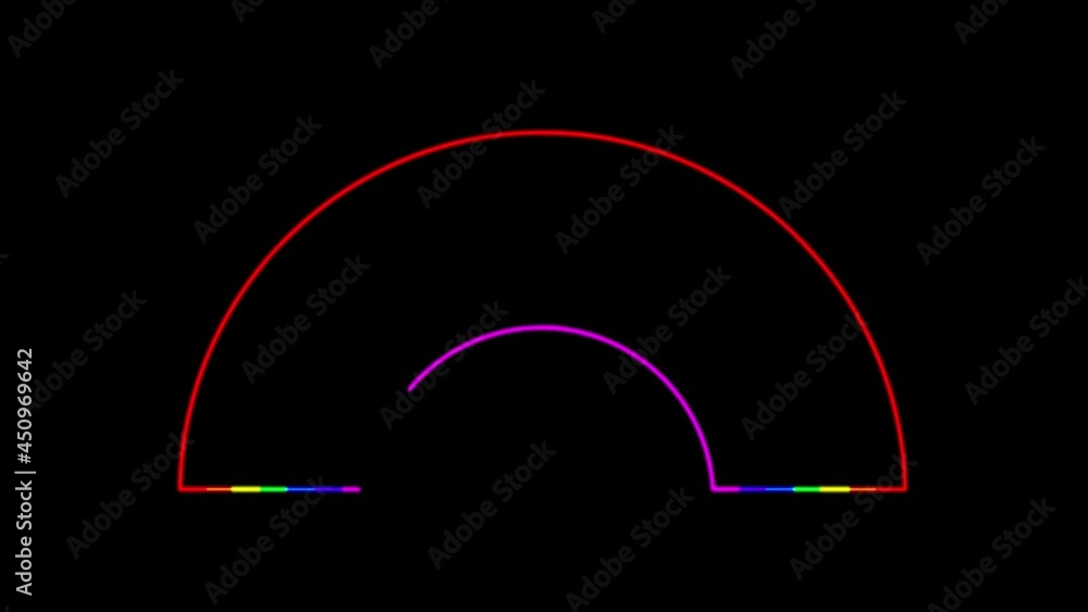 Glowing multicolored neon line Rainbow icon isolated on black background. 4K video animation.
Glowing multicolored neon line Rainbow icon isolated on black background. 4K video animation.