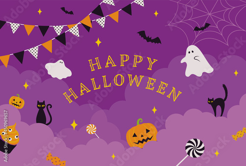 vector background with halloween illustrations for banners, cards, flyers, social media wallpapers, etc.