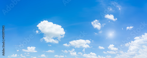 Fototapeta Naklejka Na Ścianę i Meble -  Panorama blue sky and clouds with daylight natural background.