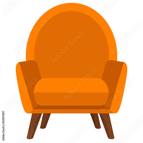 Cozy home chair with armrests and high back. Vector illustration is not a furniture theme.