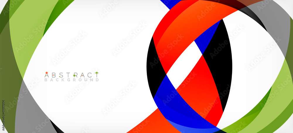 Geometric abstract background. Circle created with overlapping color shapes. Vector Illustration For Wallpaper, Banner, Background, Landing Page Geometric abstract background. Circle created with overlapping color shapes. Vector Illustration For Wallpaper, Banner, Background, Landing Page
