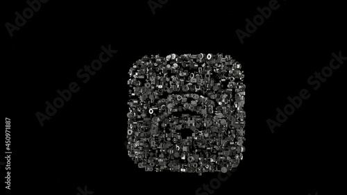 3d rendering mechanical parts in shape of icon of signal app isolated on black background