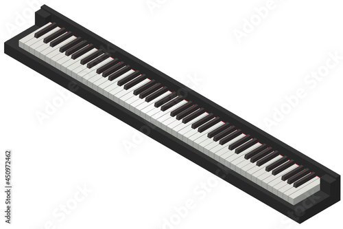 アイソメトリック, 88鍵ピアノの鍵盤のベクターイラスト 