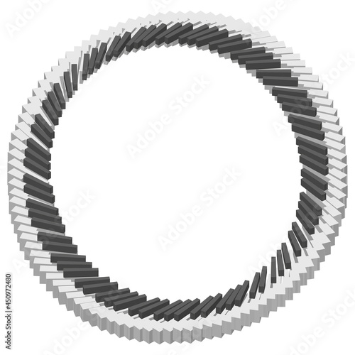 ピアノの鍵盤を輪にした3D風 フレーム ベクターイラスト 