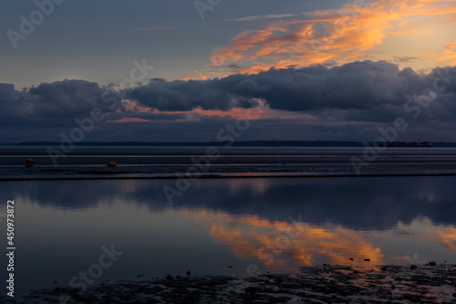 sunset over the water