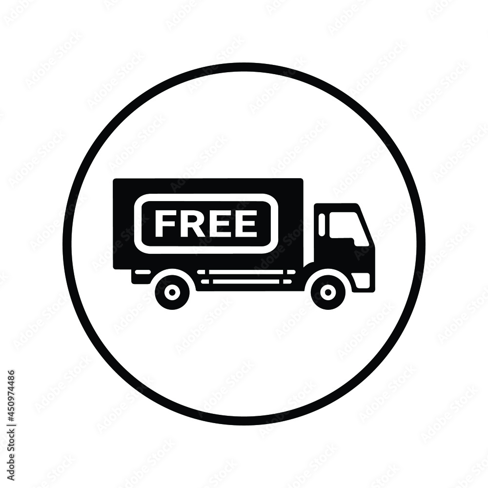 Shipping, truck, delivery icon. Black vector graphics. Shipping, truck, delivery icon. Black vector graphics.