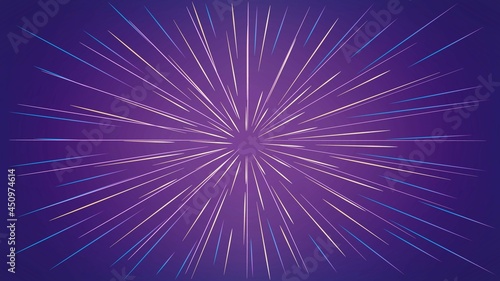 Background with fireworks or star, multicolored rays from the center, background for banner or cover, advertising and web media concept. 