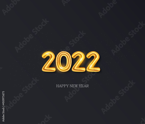 Happy new year 2022 gold foil balloons on the background Vector