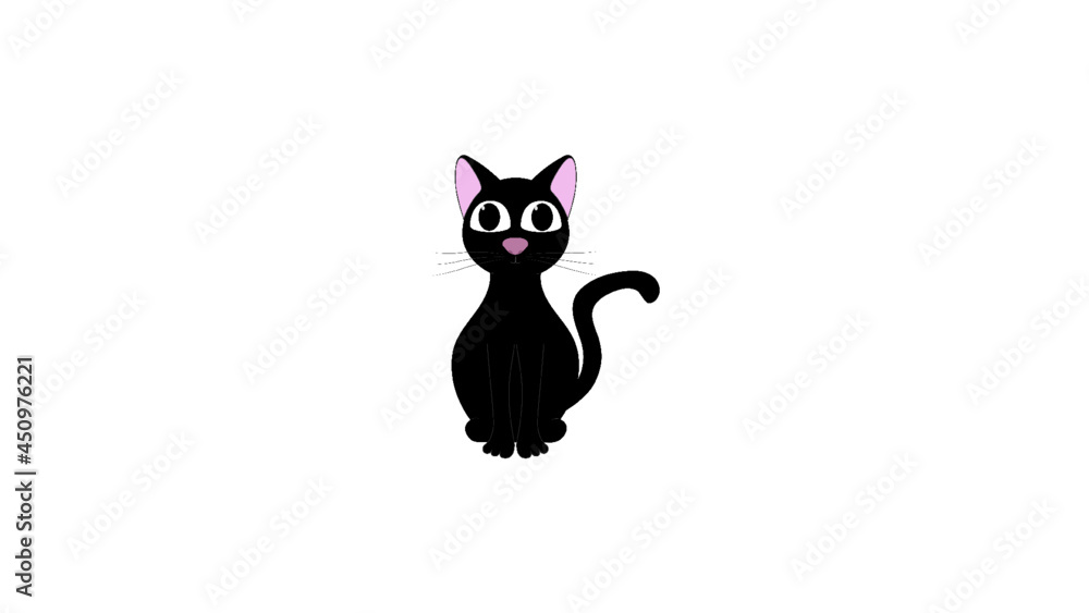 Katze sitzend, Vektorgrafik, cat, black cat, chat noir, chat assis Katze sitzend, Vektorgrafik, cat, black cat, chat noir, chat assis