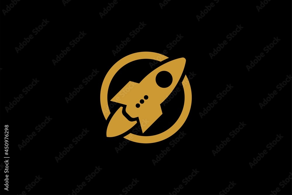Rocket logo design. Blue planet sign symbol. Rocket launching icon vector. Rocket logo design. Blue planet sign symbol. Rocket launching icon vector.
