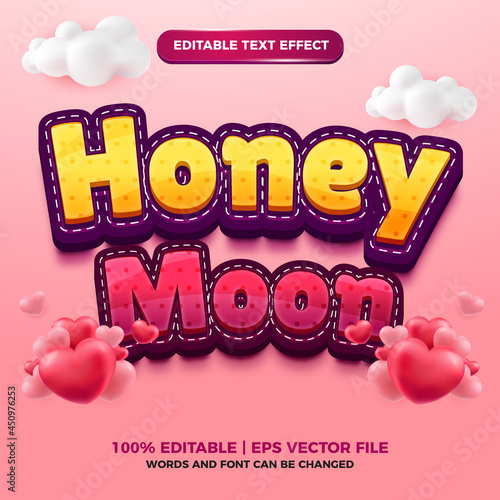 honey moon cute cartoon 3d editable text effect template style