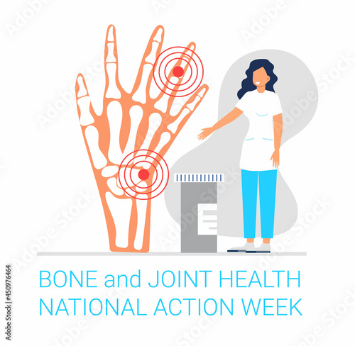 Bone and joint health national action week concept vector. Rheumatoid arthritis.