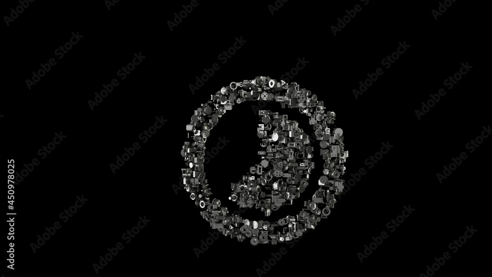 3d rendering mechanical parts in shape of symbol of photo isolated on black background 3d rendering mechanical parts in shape of symbol of photo isolated on black background