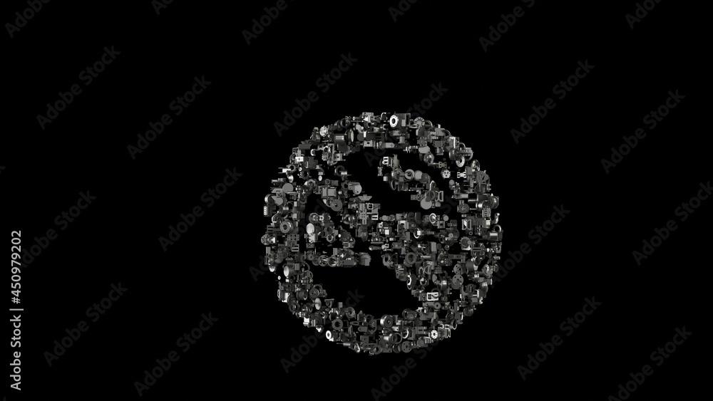 3d rendering mechanical parts in shape of symbol of smoking ban isolated on black background 3d rendering mechanical parts in shape of symbol of smoking ban isolated on black background