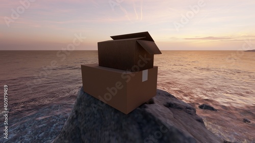 Photos brown cardbox in nature