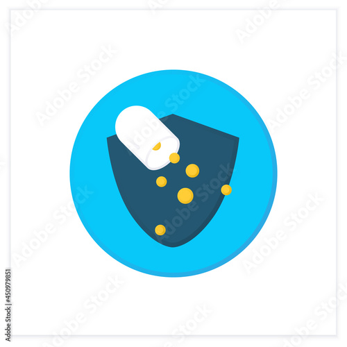 Probiotics in capsule flat icon.Probiotic supplement for healthy balance of gut bacteria, immune and digestive health.Human flora, medicine and healthcare concept. Color vector illustration